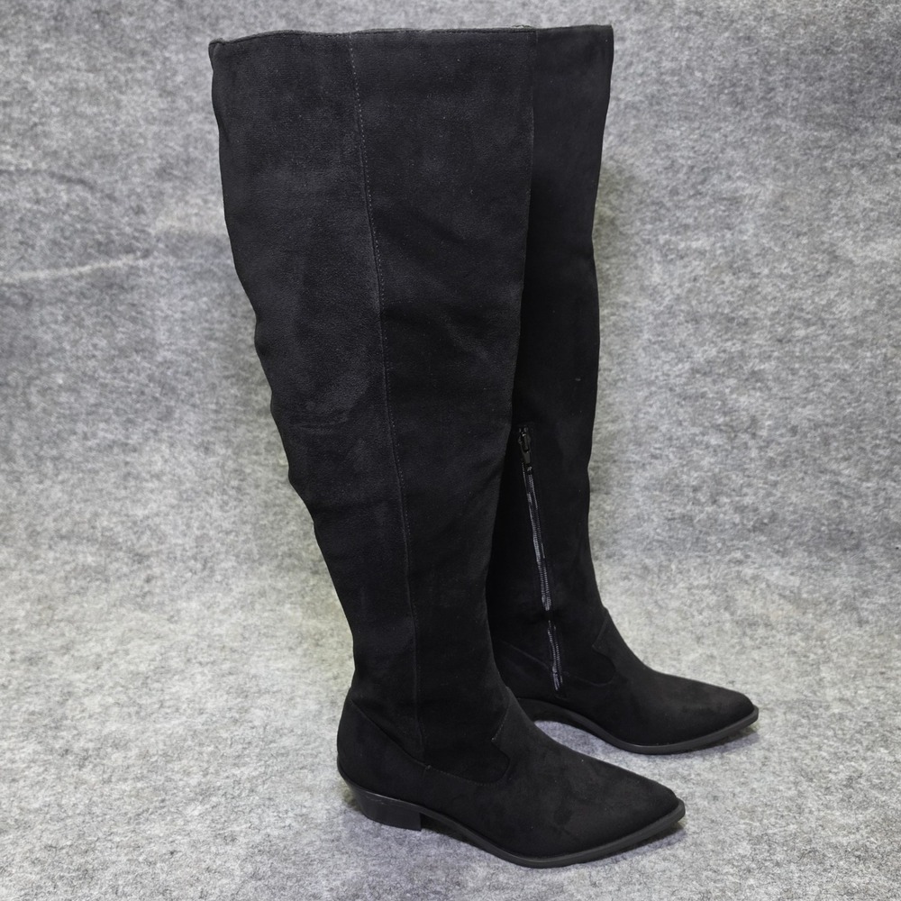 Rebecca‎ Minkoff Womens Jenni Boot Faux Suede Black 6M Over The Knee Pointed Toe